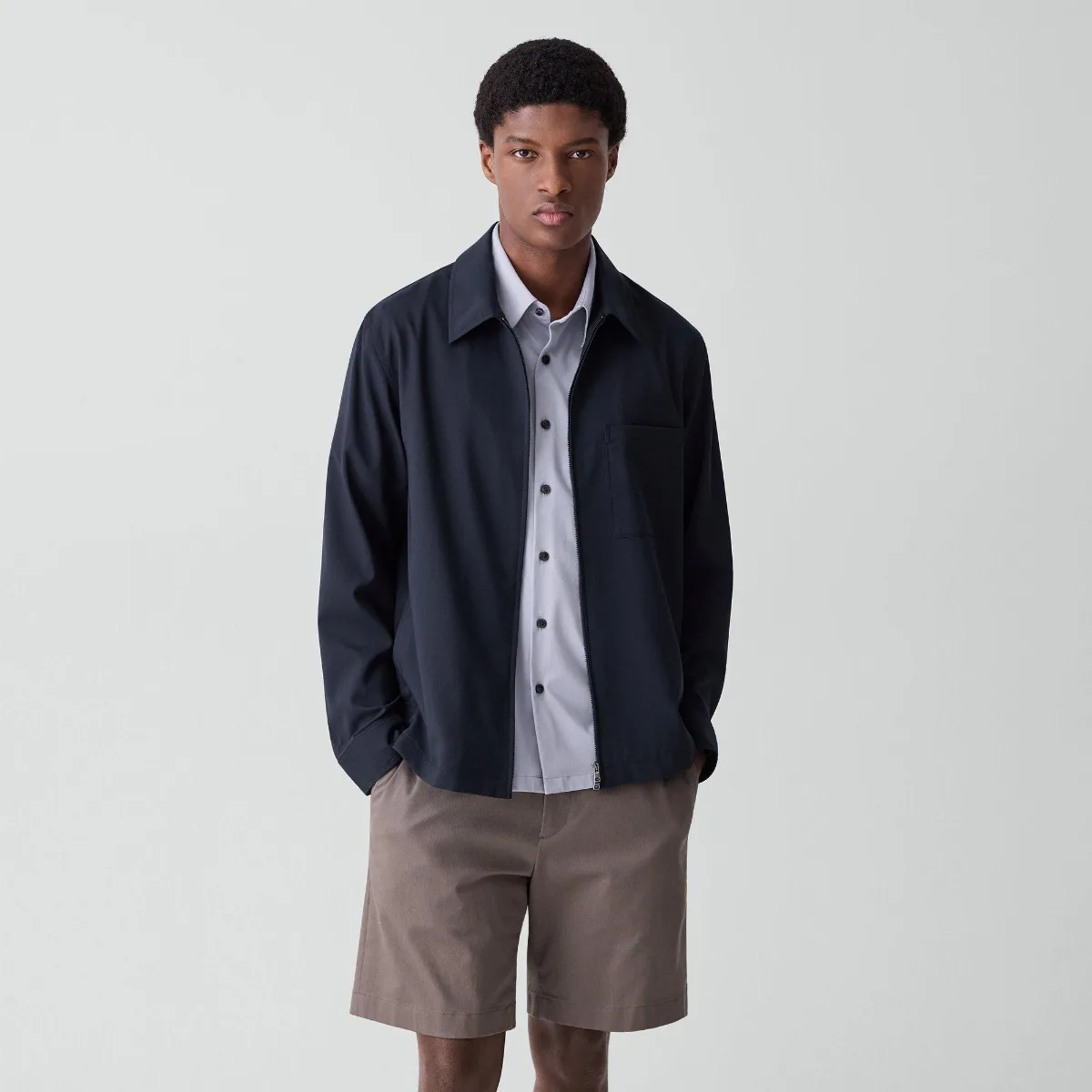 Zip Overshirt in Motion Wool by Theory