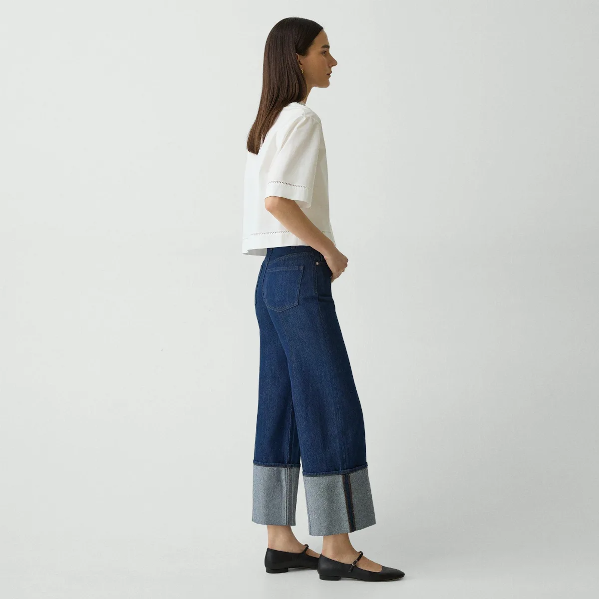 Cuffed Pant in Relaxed Denim by Theory