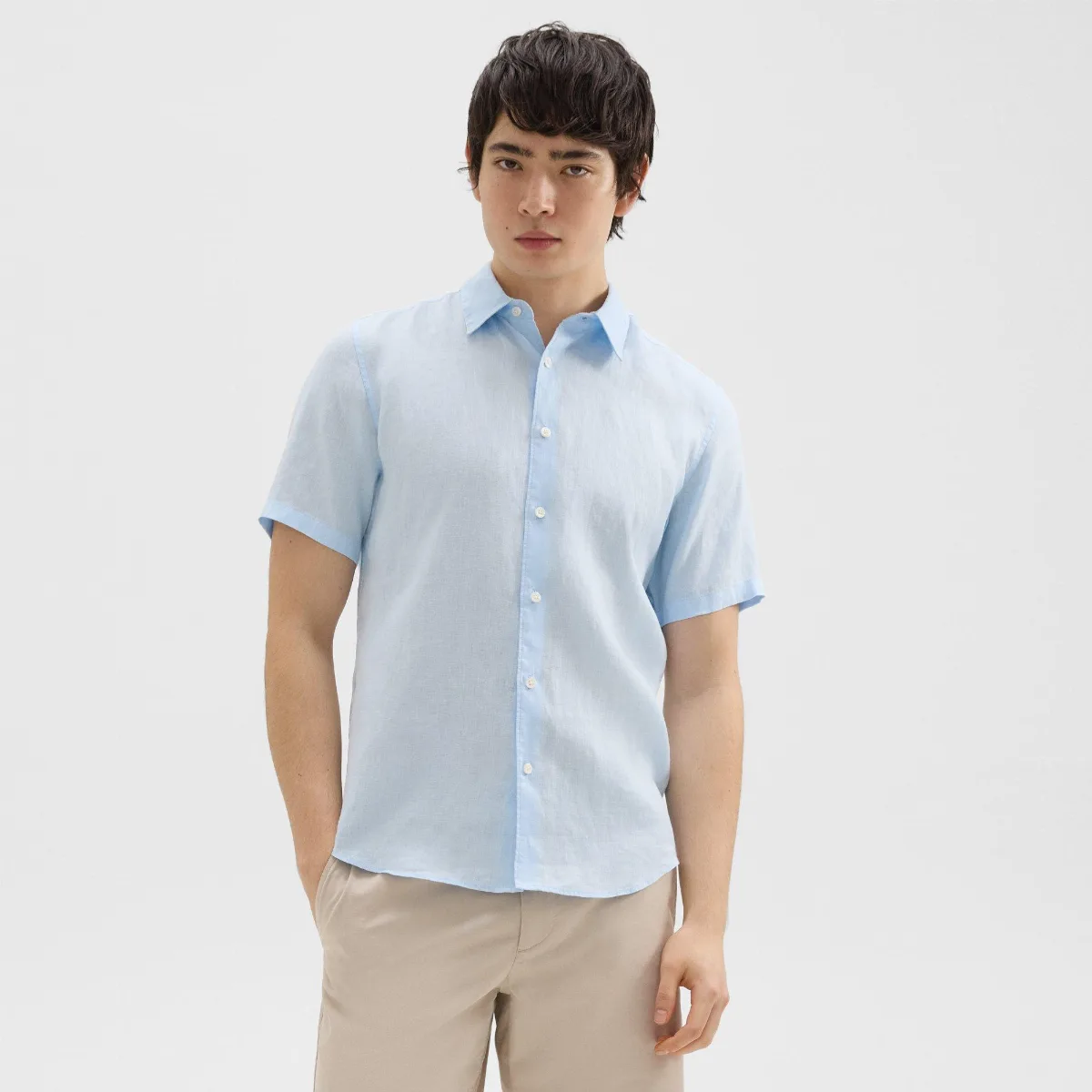 Irving Short-Sleeve Shirt in Relaxed Linen by Theory