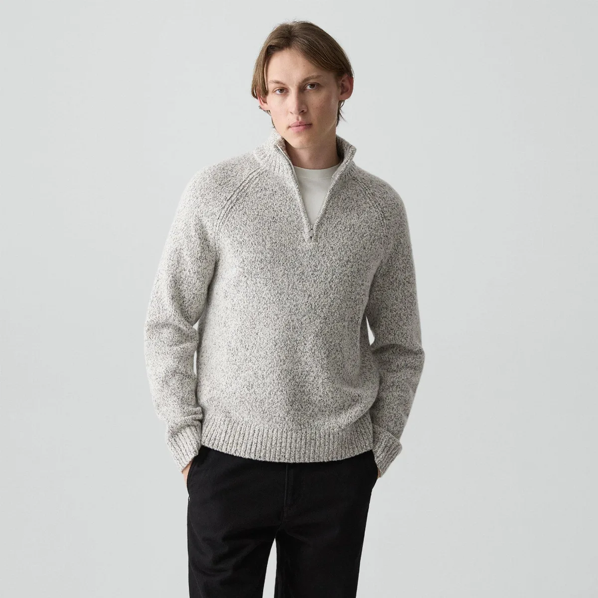 Quarter-Zip Sweater in Wool-Blend Twist by Theory