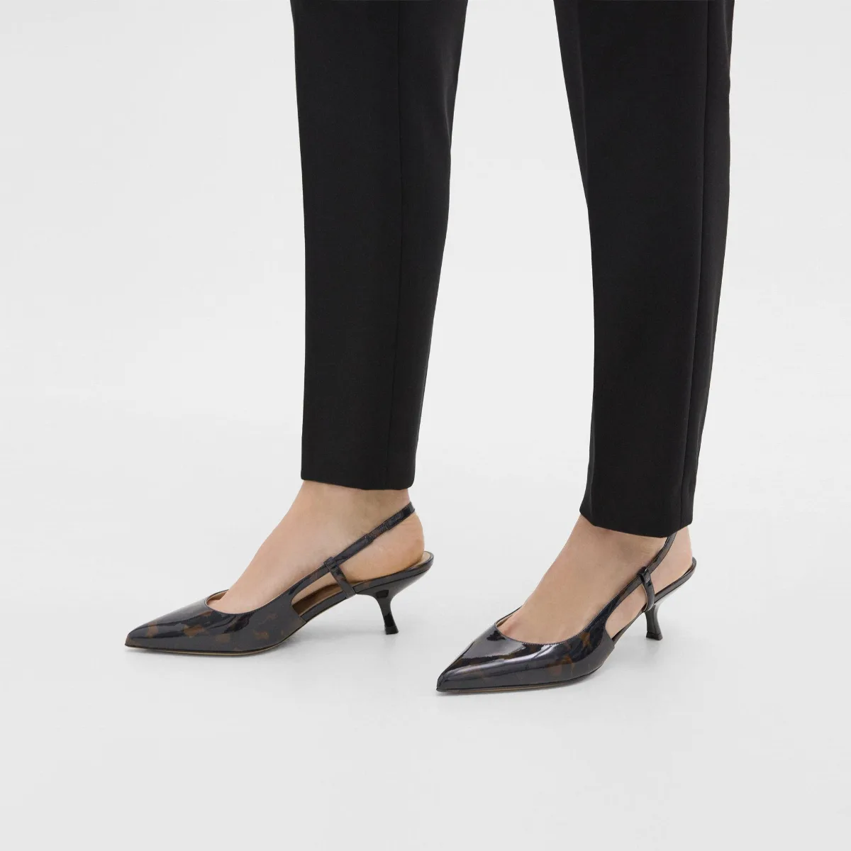 Micro Slingback Pump in Tortoiseshell Printed Leather by Theory
