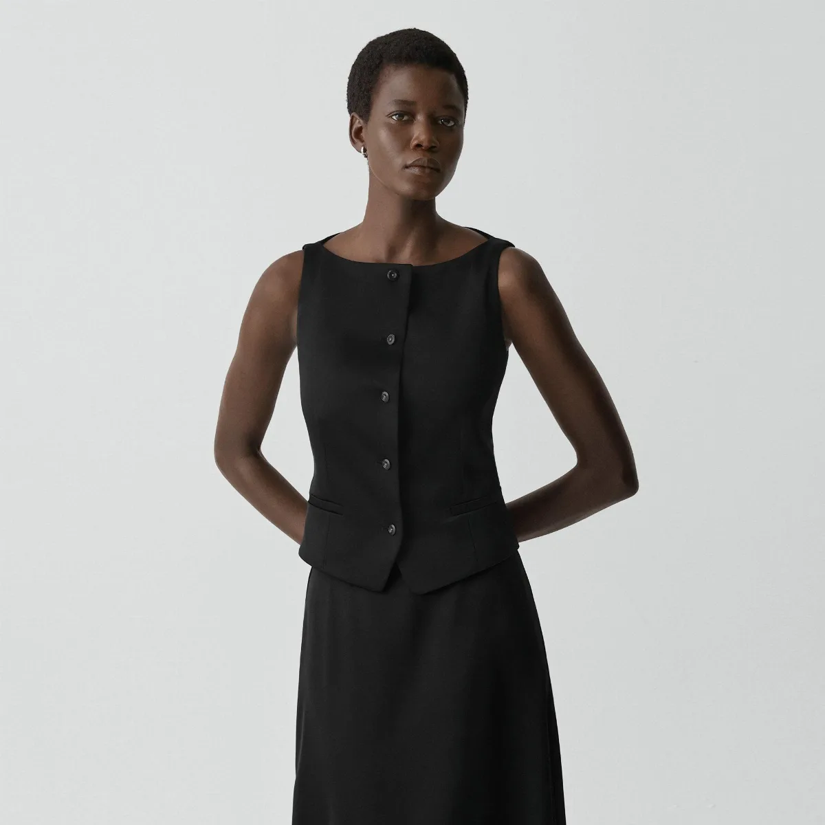 Boatneck Vest in Satin by Theory
