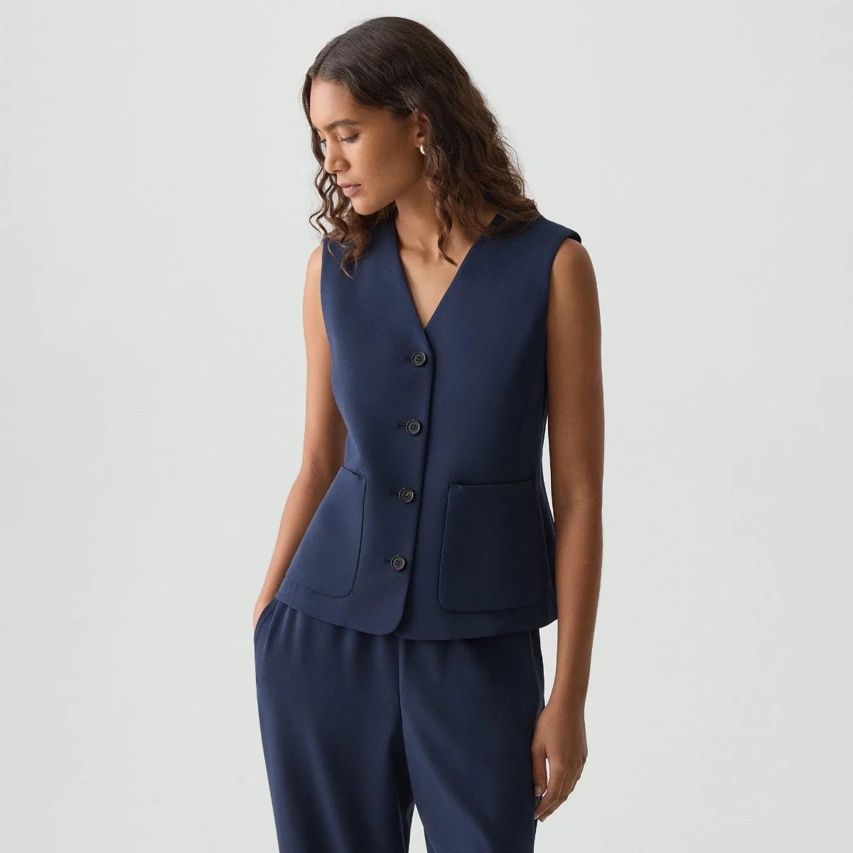 Zig Zag Vest in Satin Crepe by Theory