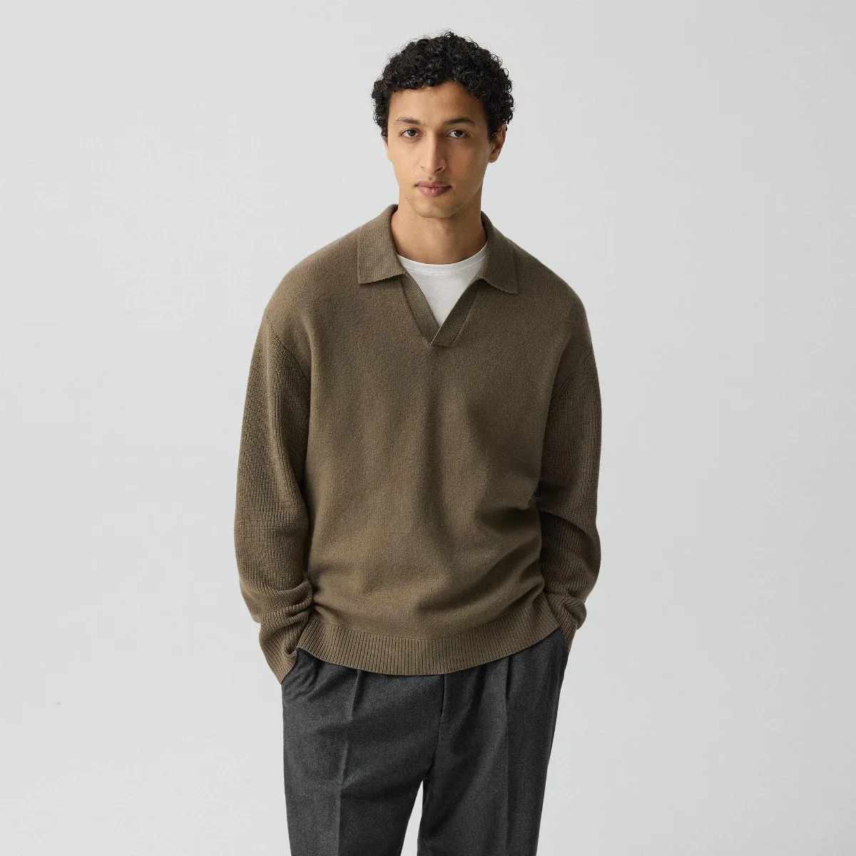 Polo Sweater in Boiled Wool by Theory