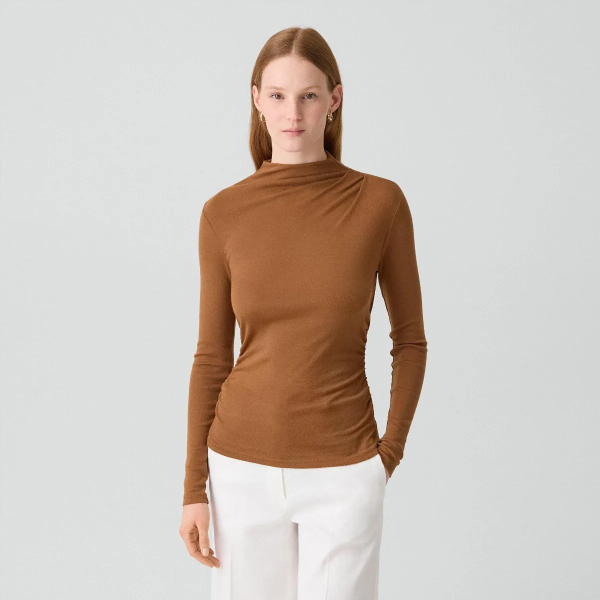 Mock Neck Top in Soft Rib by Theory
