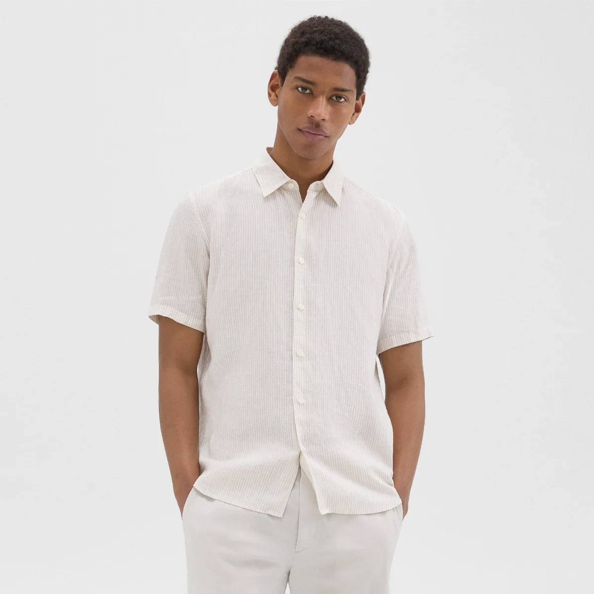 Irving Short-Sleeve Shirt in Relaxed Linen by Theory