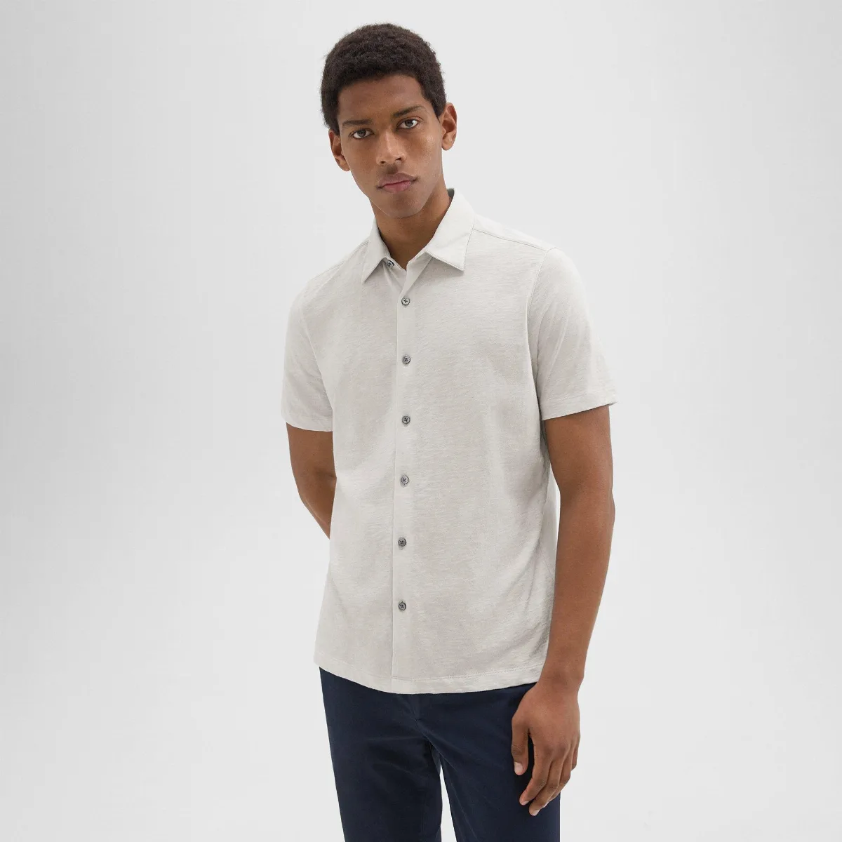 Noran Short-Sleeve Shirt in Slub Cotton by Theory