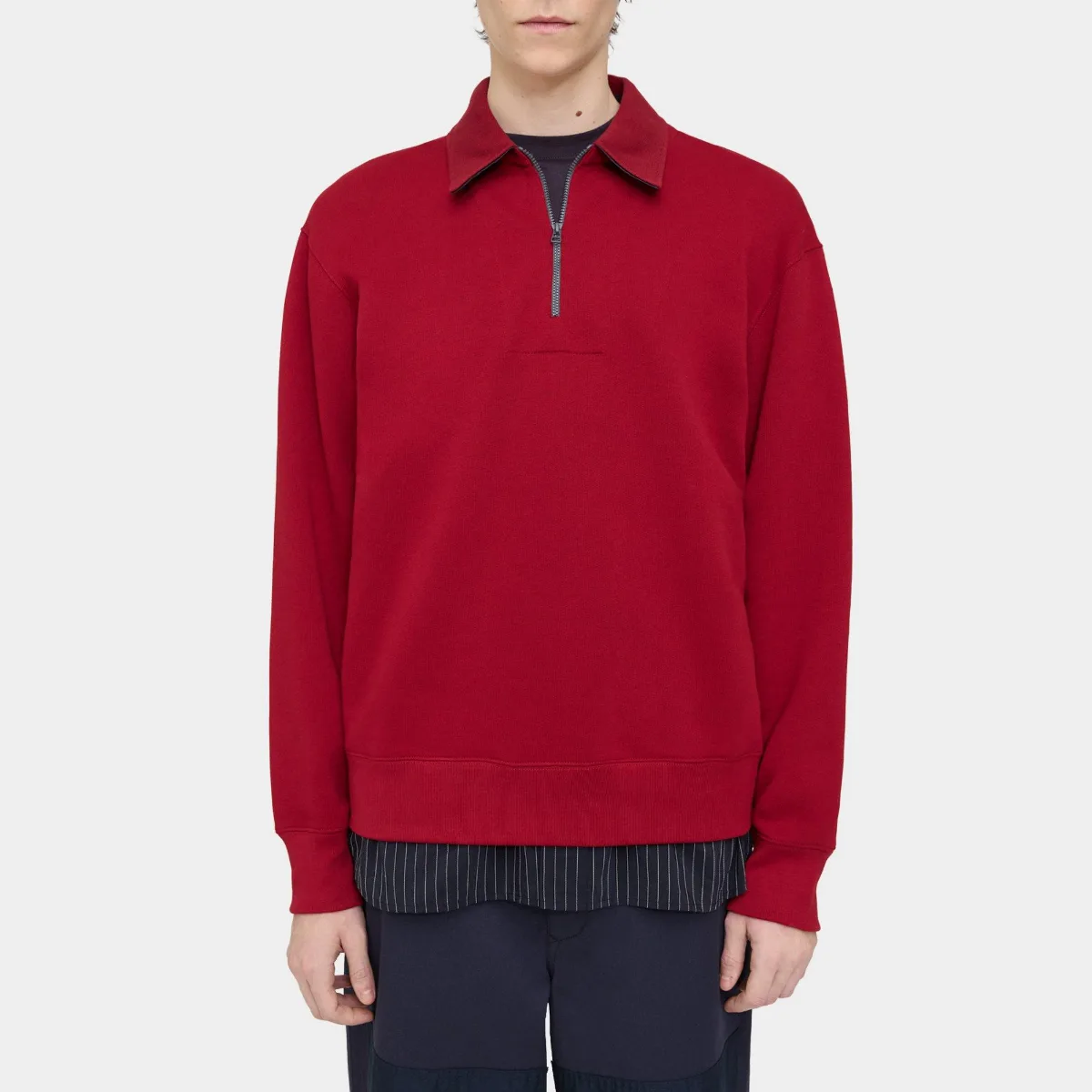 Quarter-Zip Polo Sweater in Terry Cotton by Theory