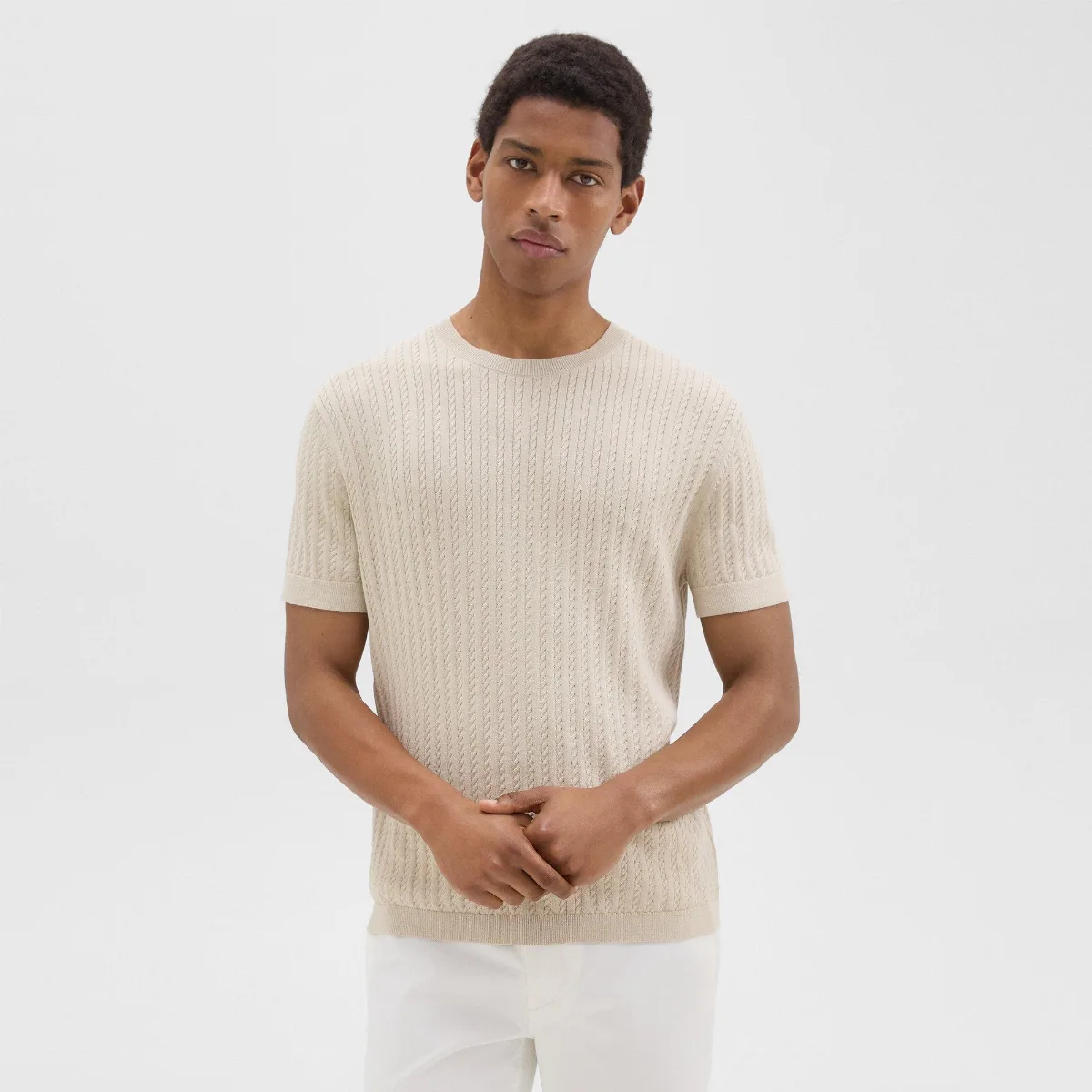 Cable Knit Tee in Cotton by Theory