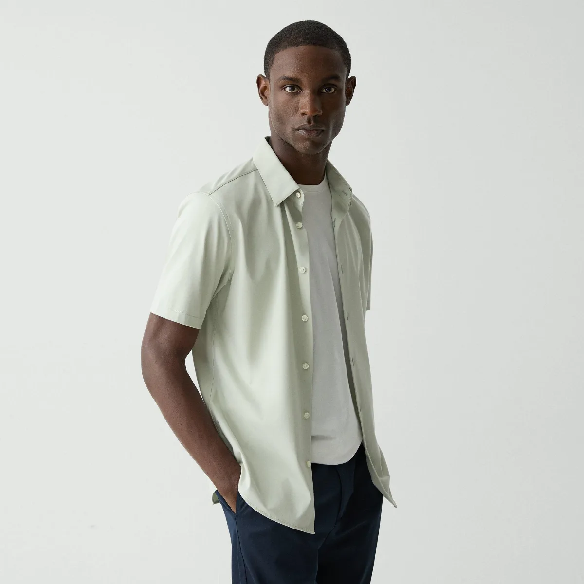 Irving Short-Sleeve Shirt in Structure Knit by Theory