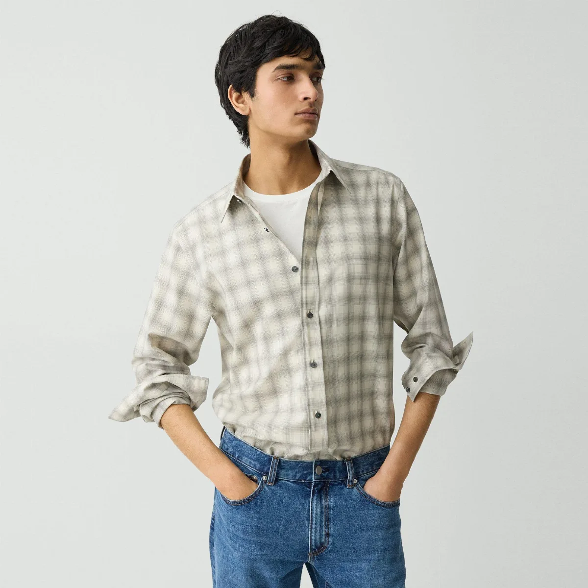 Irving Shirt in Checked Wool by Theory