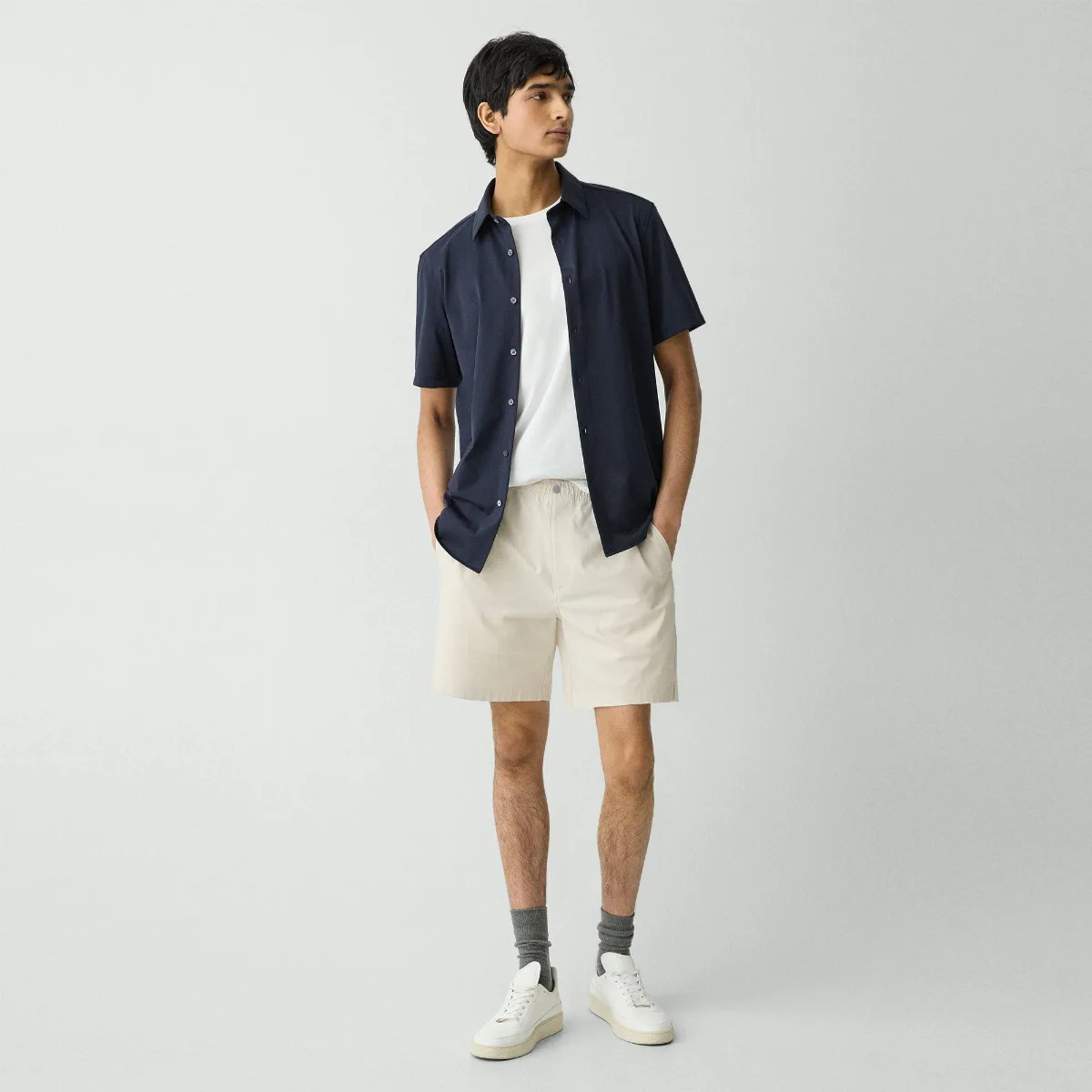Drawstring Short in Stretch Cotton Canvas by Theory