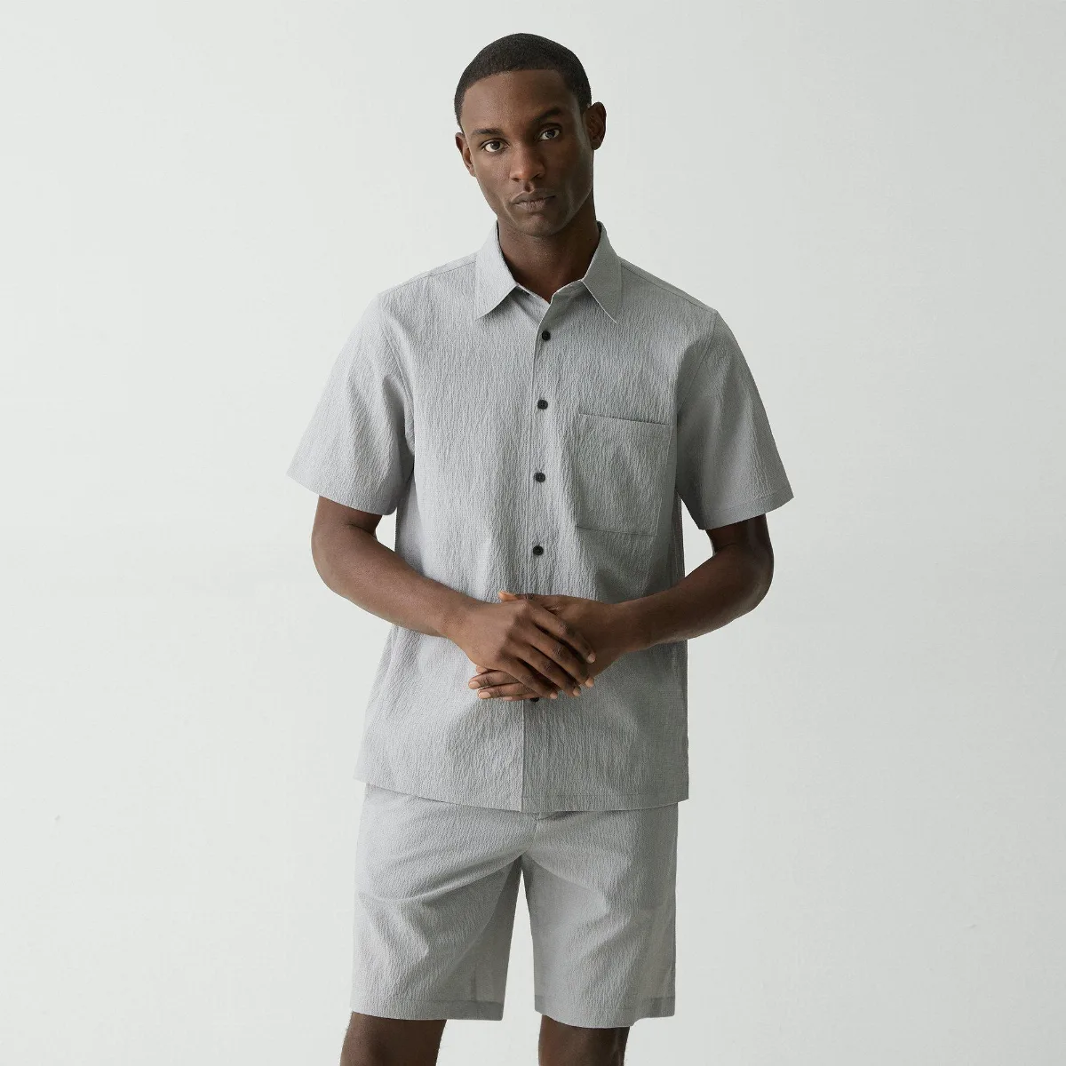 Noll Short-Sleeve Shirt in Kelso Nylon by Theory