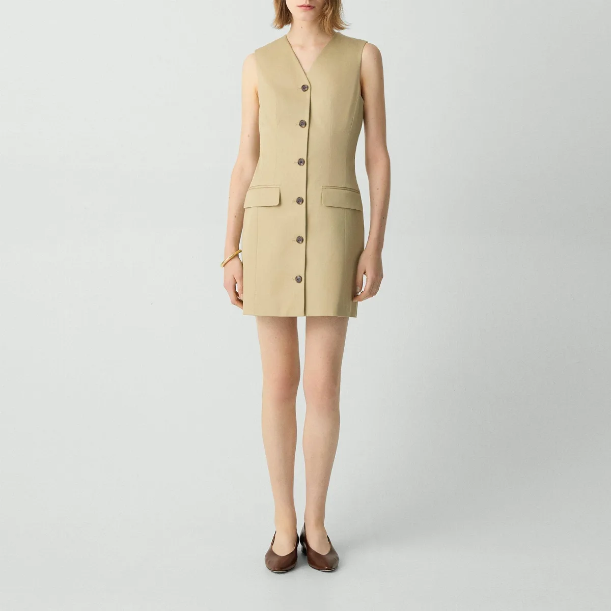 Sleeveless Blazer Dress in Cotton Chino