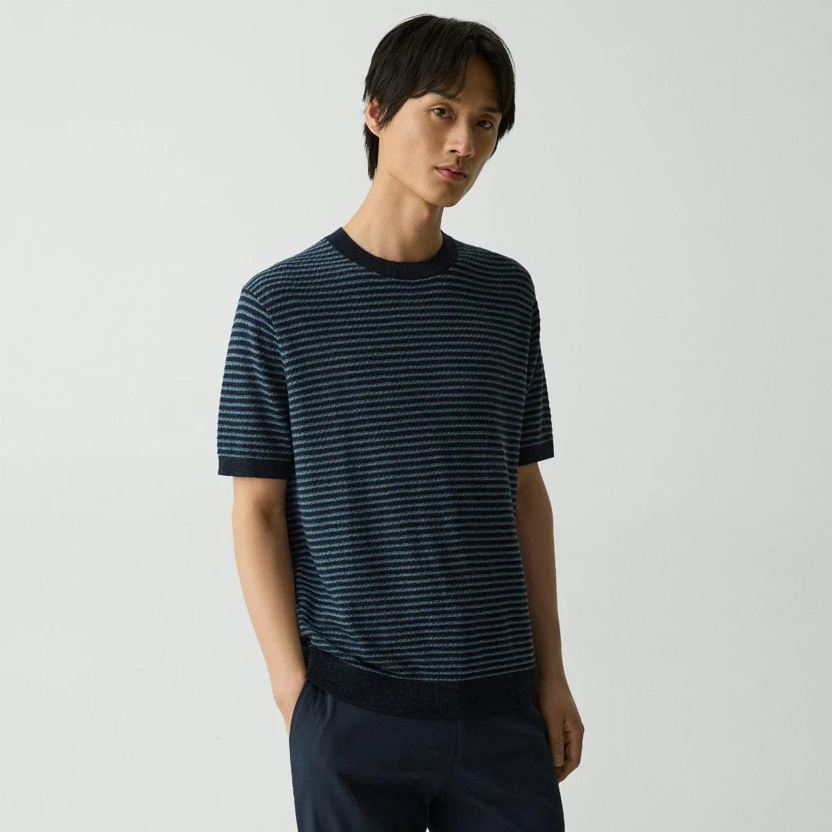 Striped Tee in Pacific Linen by Theory