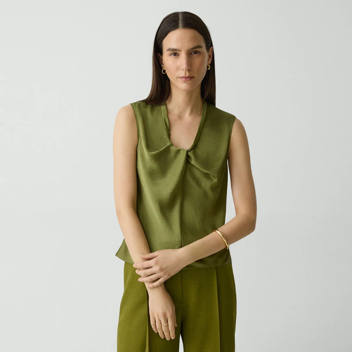 Twist Neck Blouse in Crushed Satin by Theory