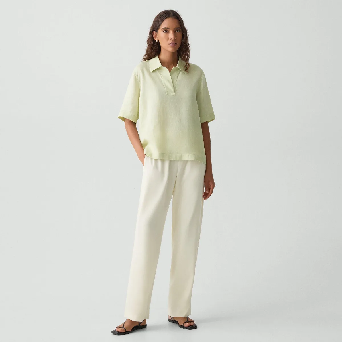 Relaxed Pull-On Pant in Satin Crepe by Theory