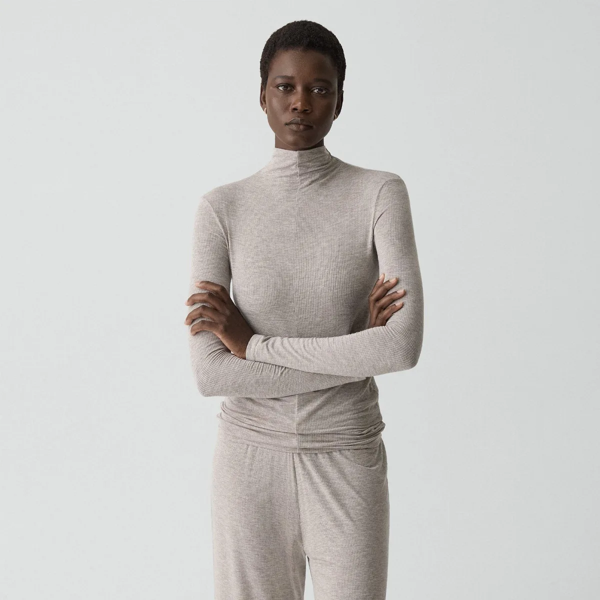 Mock Neck Top in Lounge Rib by Theory
