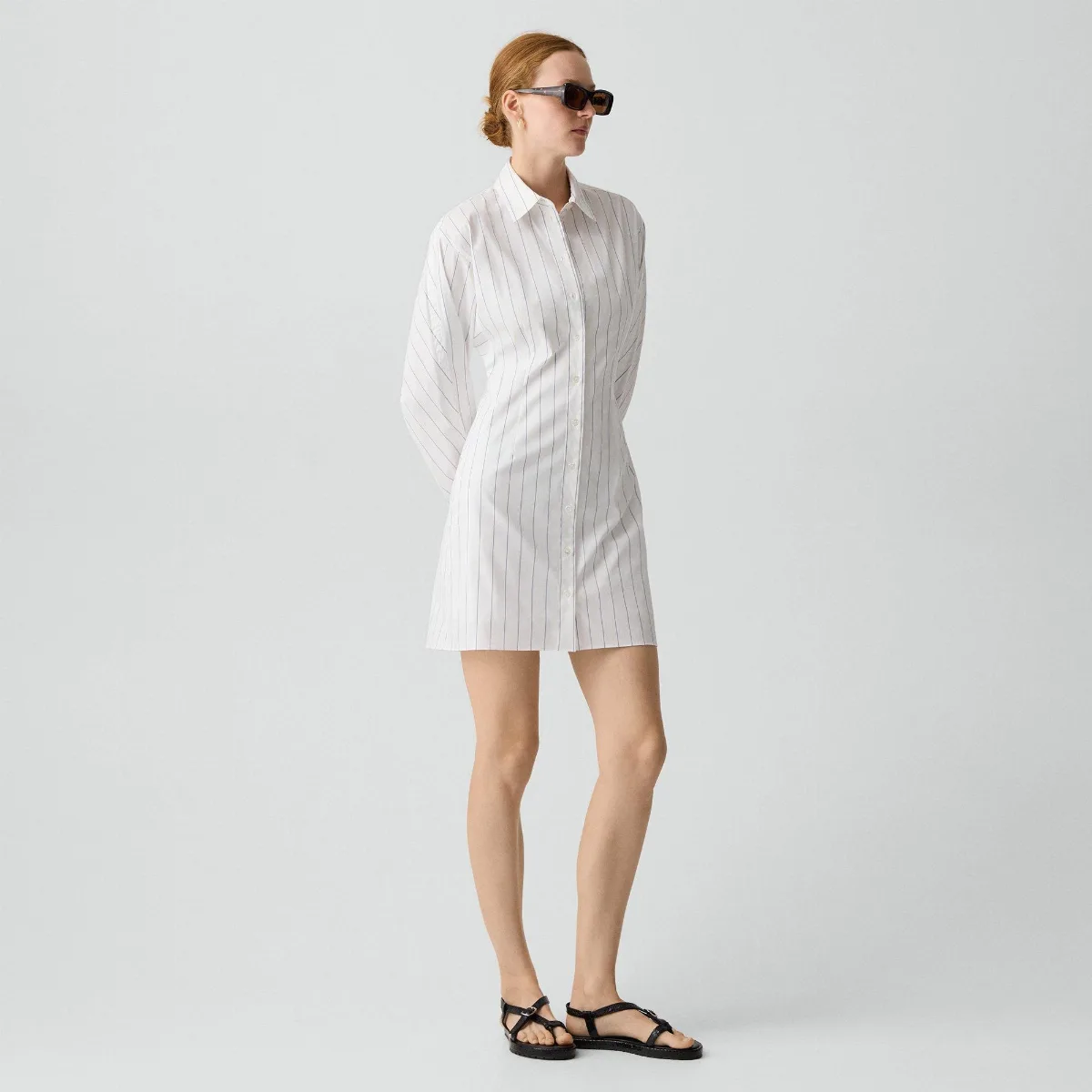 Shirt Dress in Striped Poplin by Theory