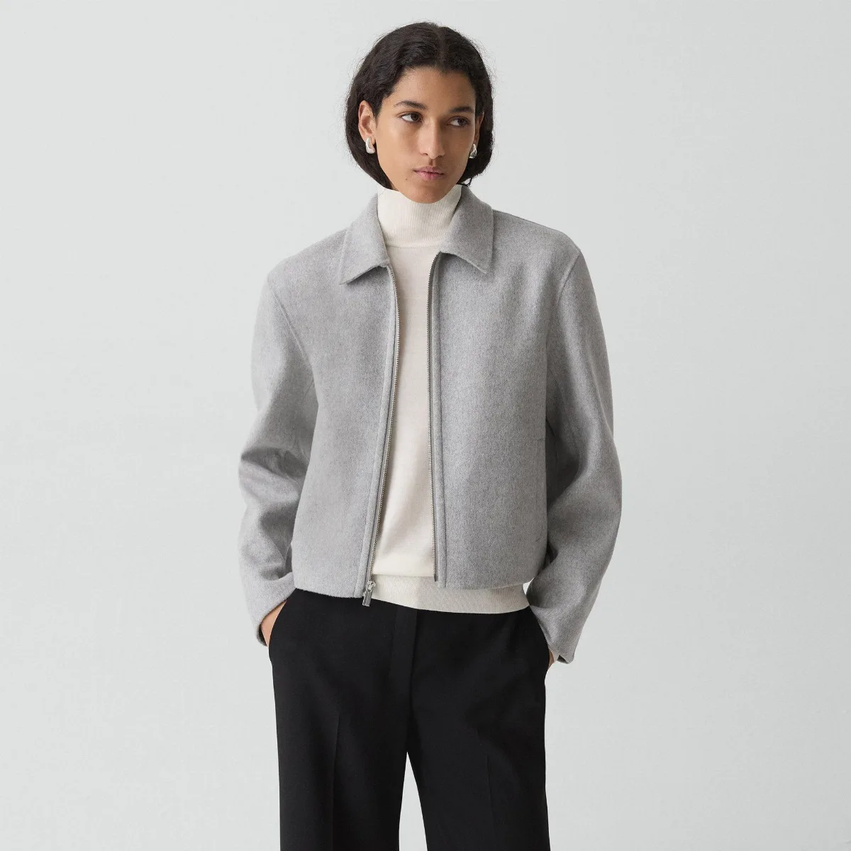 Blouson Jacket in Double-Face Wool-Cashmere by Theory
