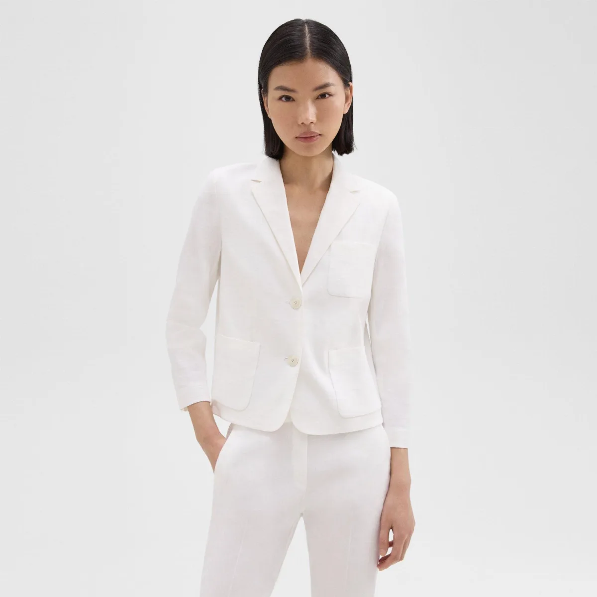 Boxy Patch Pocket Blazer in Good Linen