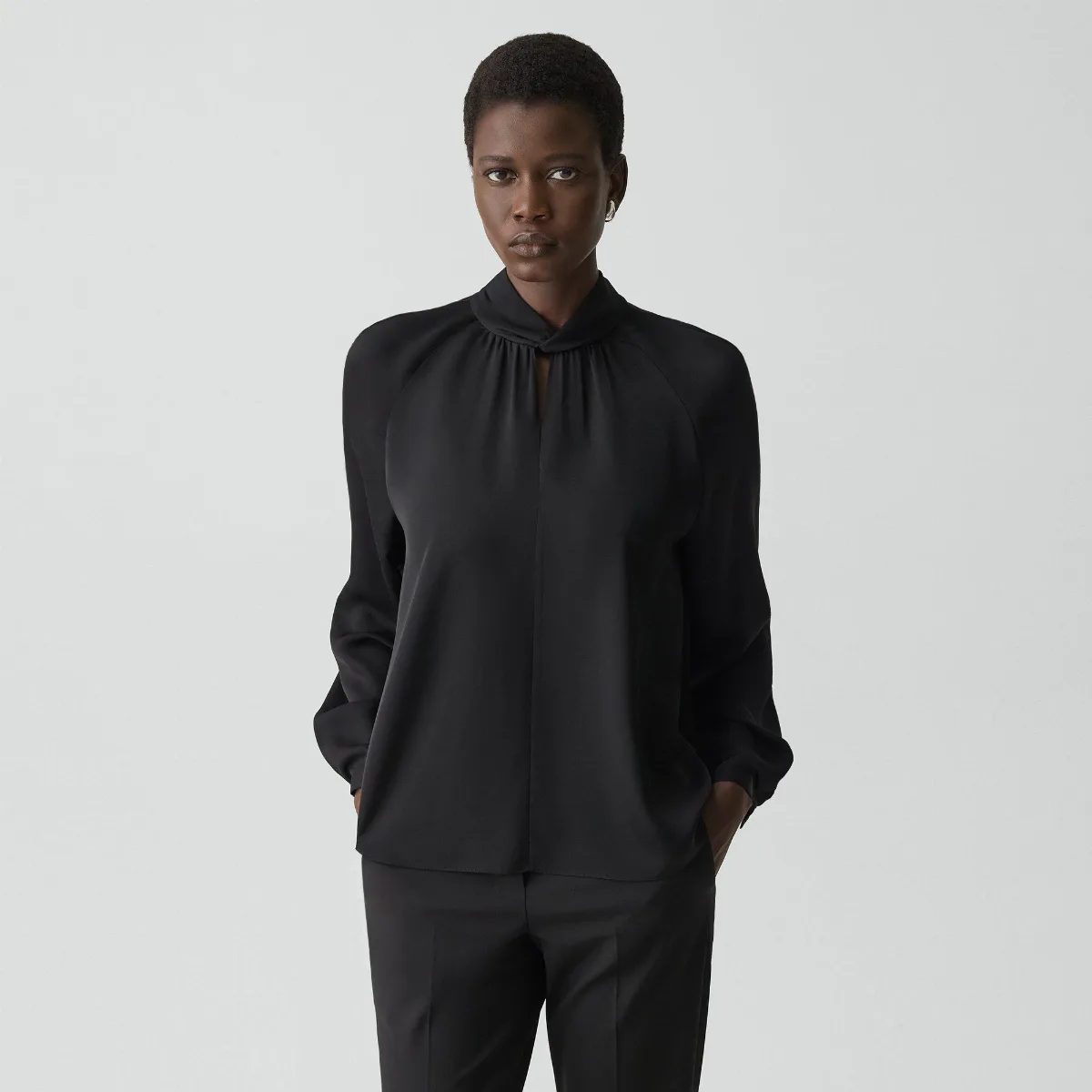 Twist Neck Top in Silk Georgette