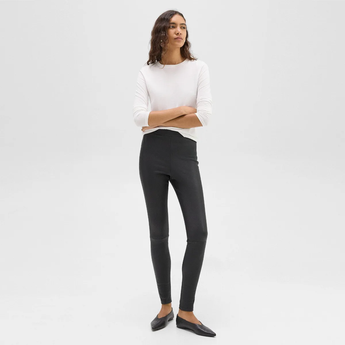 High-Waist Legging in Leather by Theory