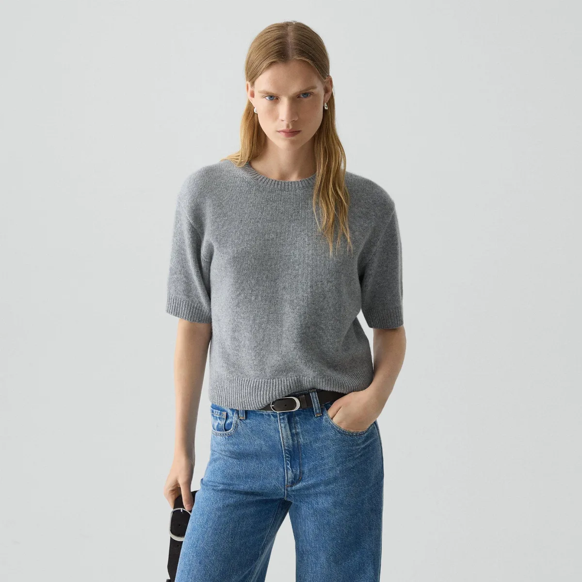 Cropped Tee in Cashmere by Theory