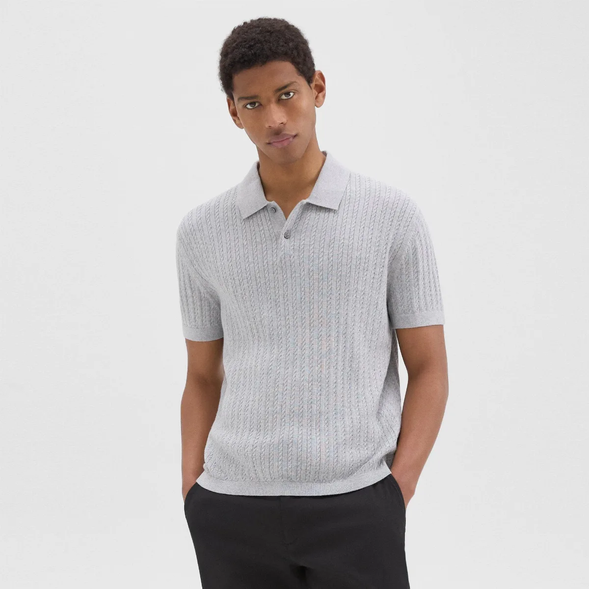 Cable Knit Polo in Cotton by Theory