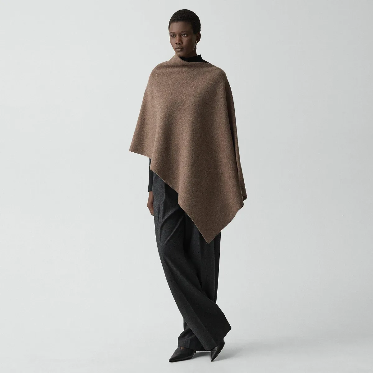 Draped Poncho in Felted Wool-Cashmere by Theory