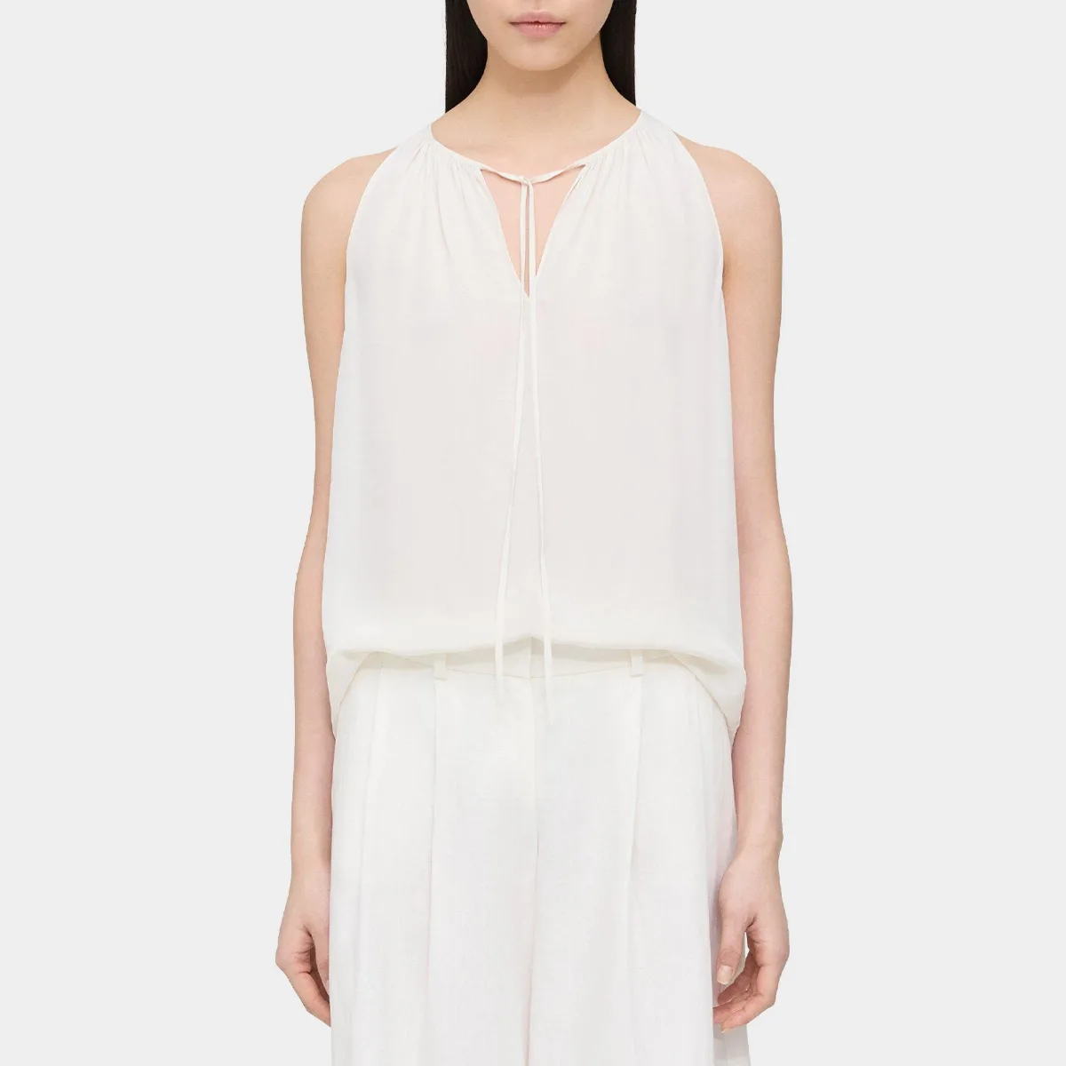 Sleeveless Tie-Neck Top in Viscose by Theory