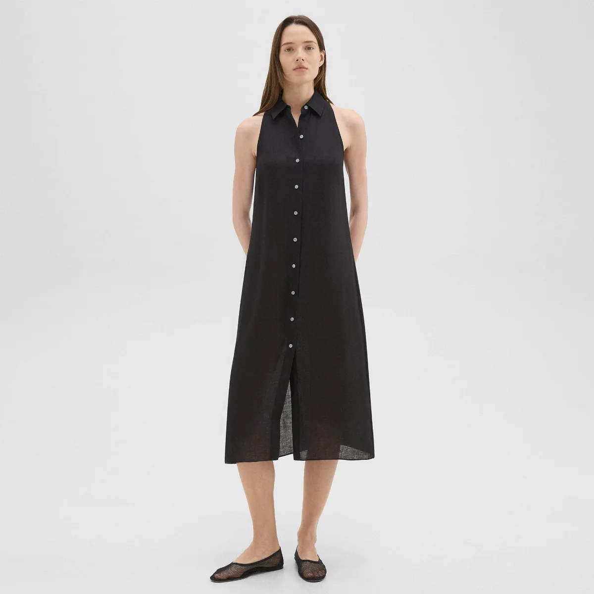 Halter Neck Shirt Dress in Hemp