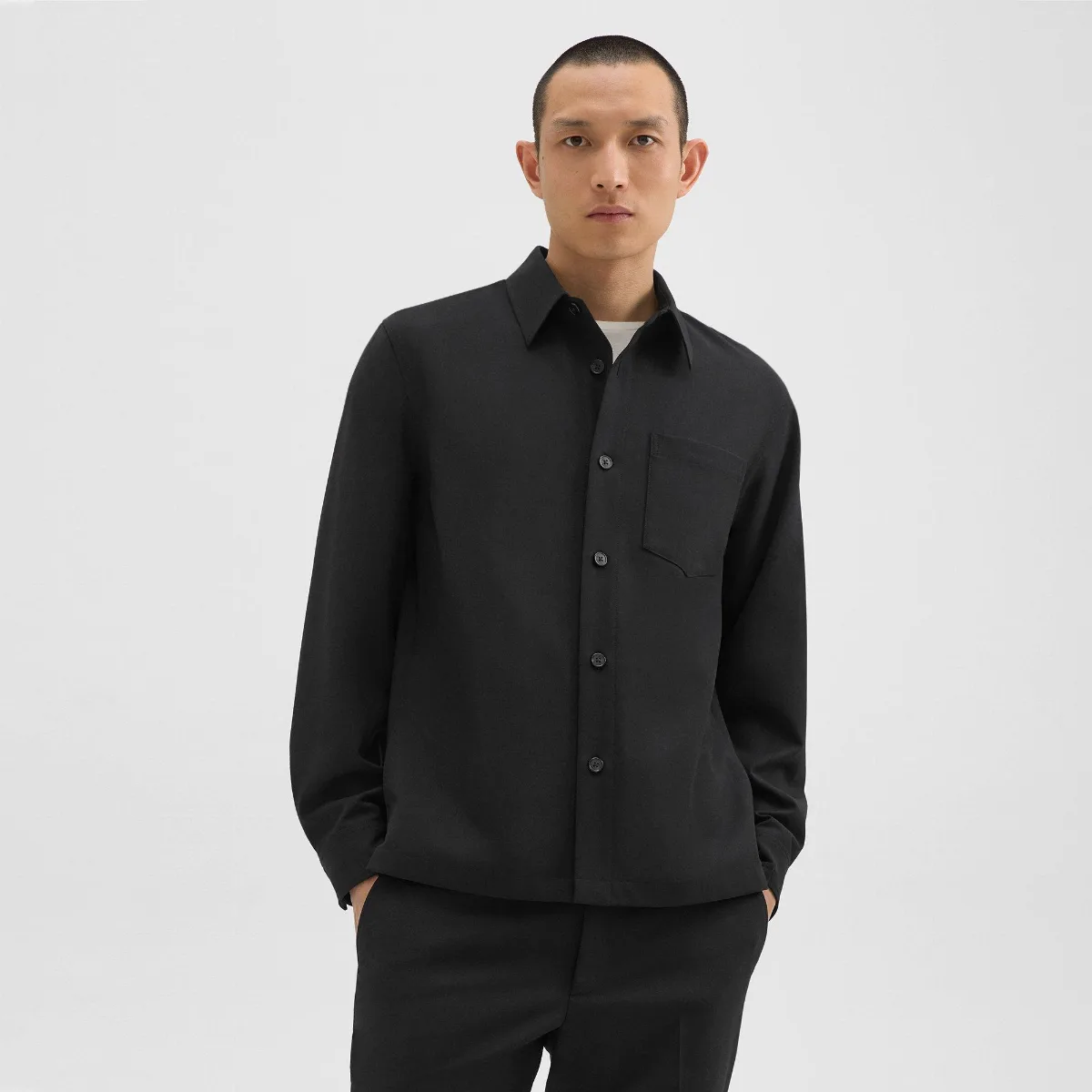 Overshirt in Wool-Blend Twill by Theory