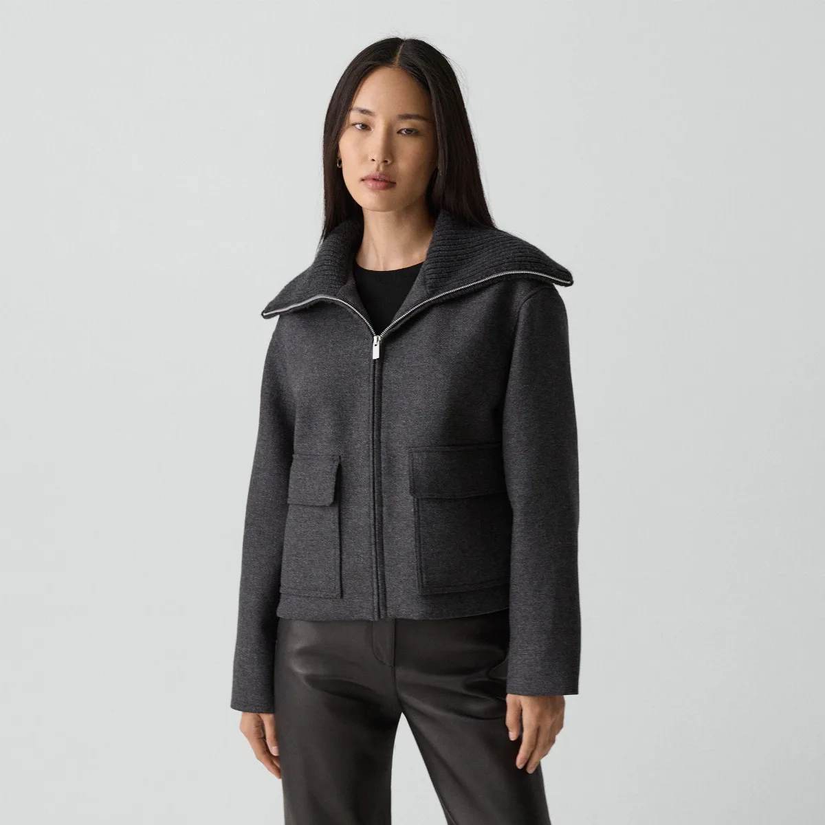 Wing Collar Jacket in Circle Wool by Theory