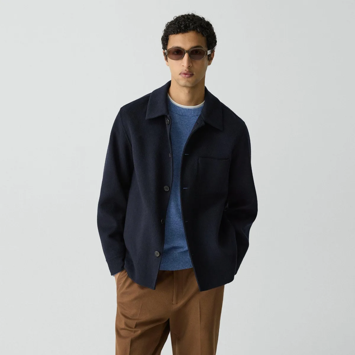 Overshirt in Double-Face Wool-Cashmere by Theory