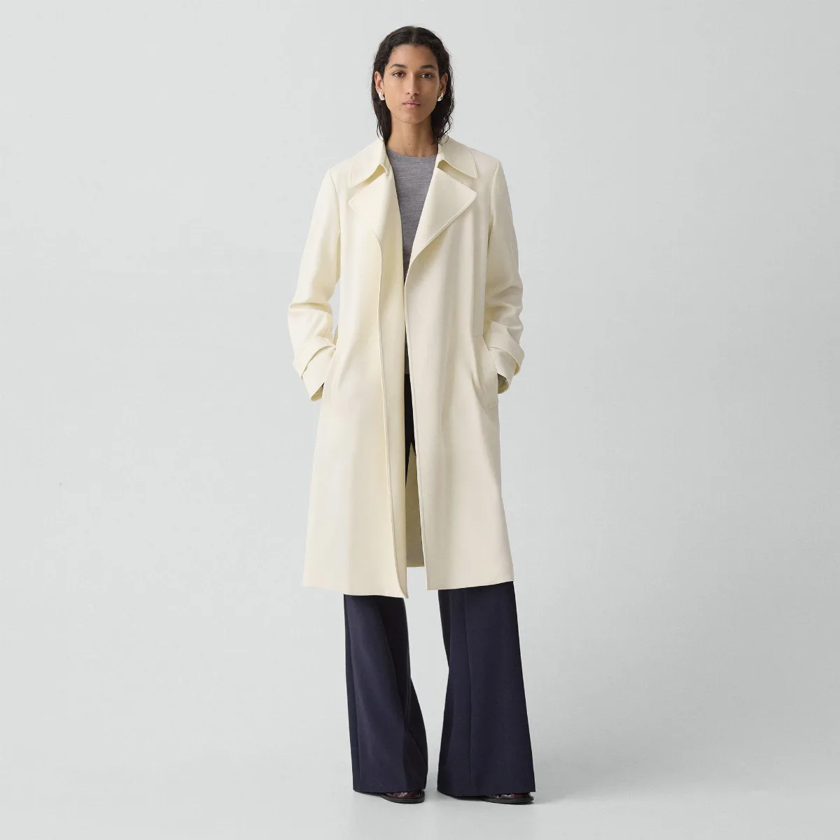 Oaklane Trench Coat in Admiral Crepe by Theory