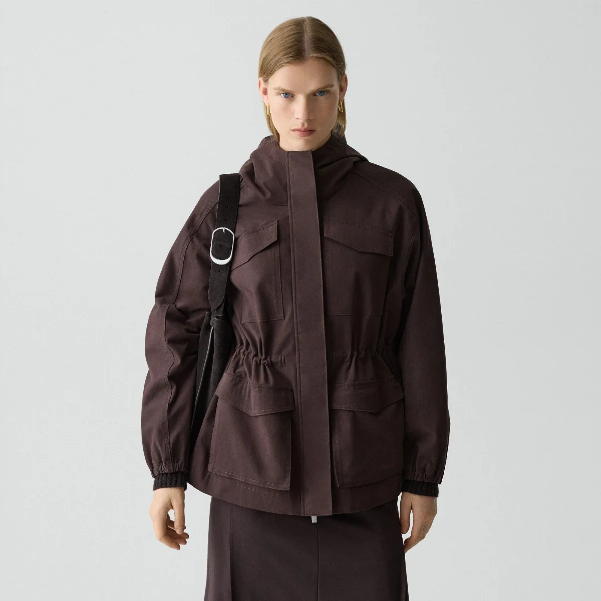 Cinched Windbreaker Jacket in Brushed Chino by Theory