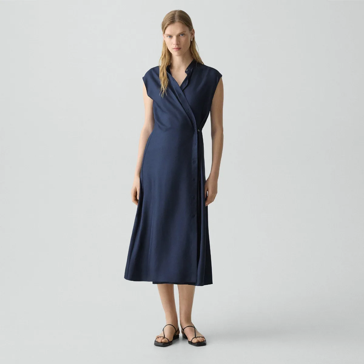 Convertible Wrap Dress in Mod Silk Twill by Theory