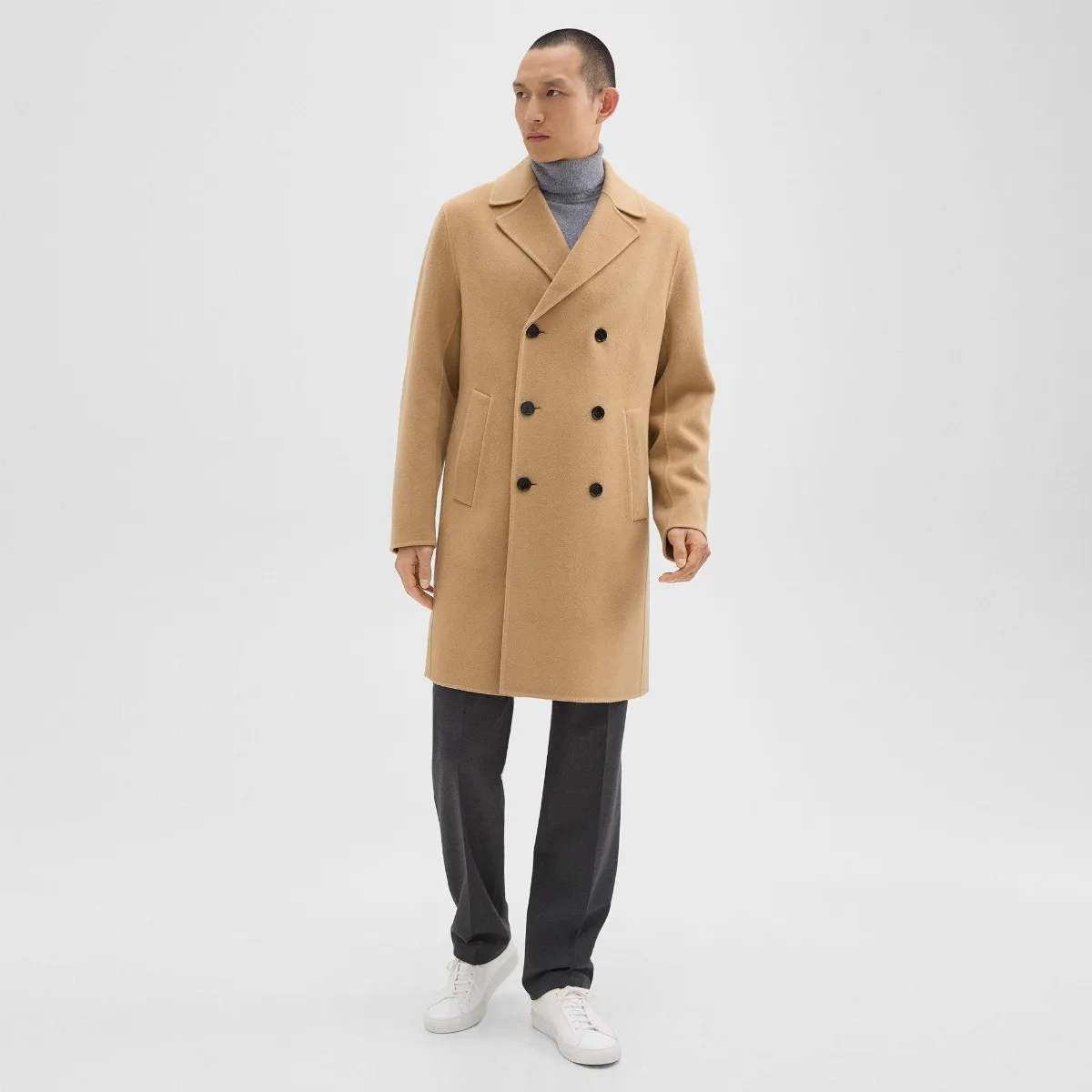 Double-Breasted Coat in Double-Face Wool-Cashmere by Theory