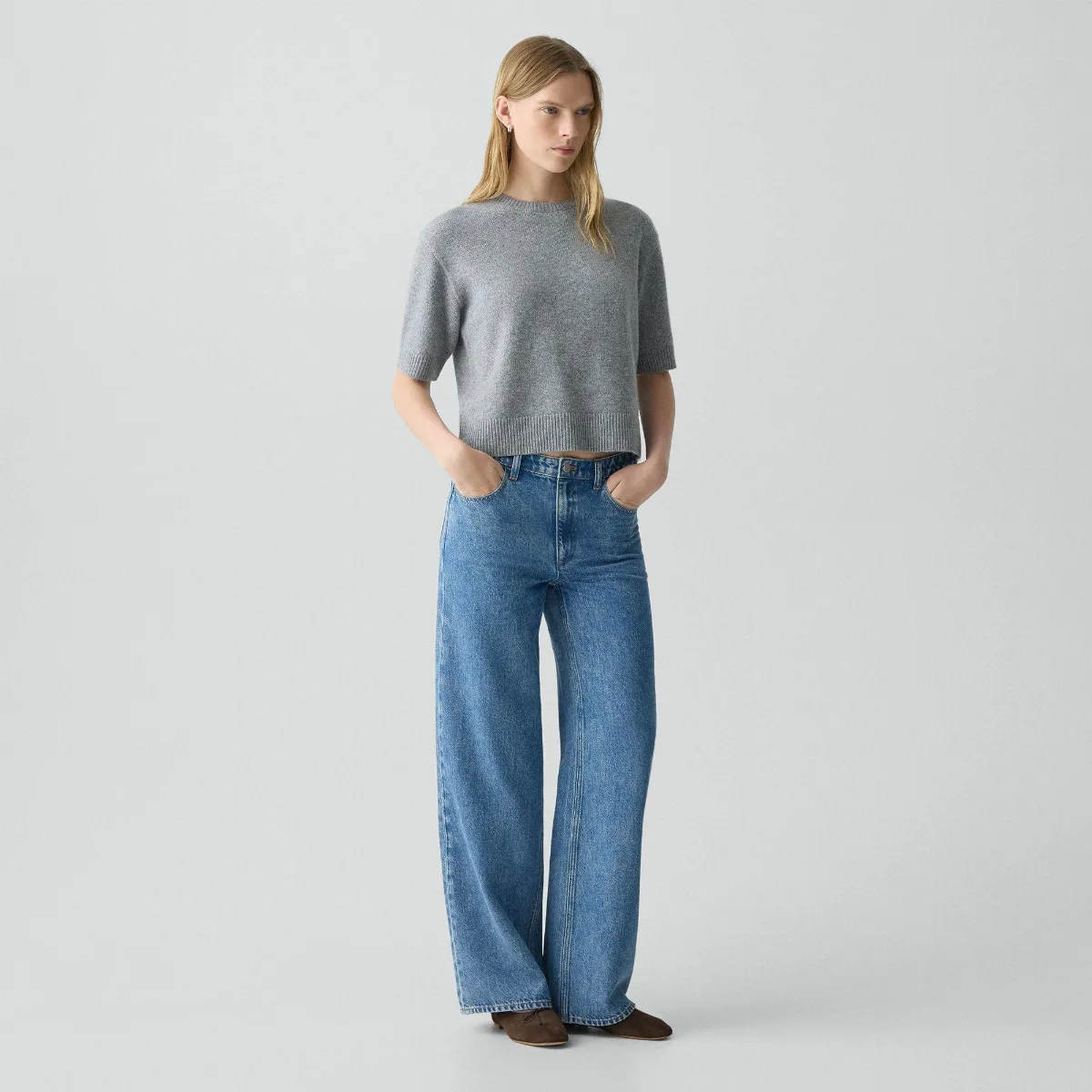Straight-Leg Five-Pocket Pant in Relaxed Denim by Theory