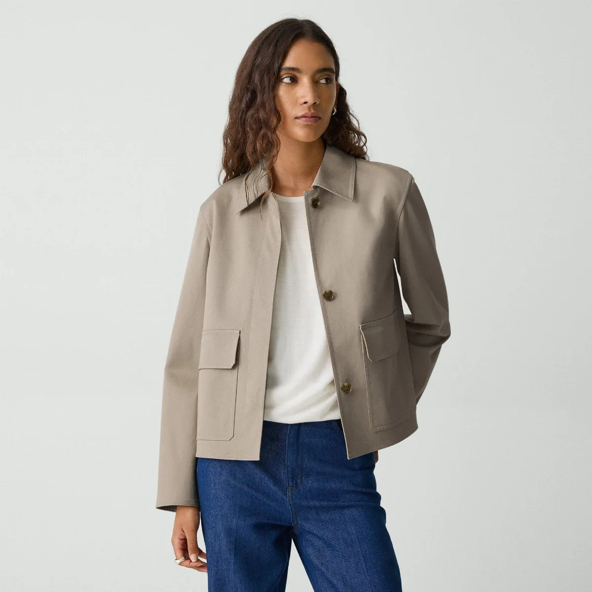 Boxy Jacket in Cotton Gabardine by Theory