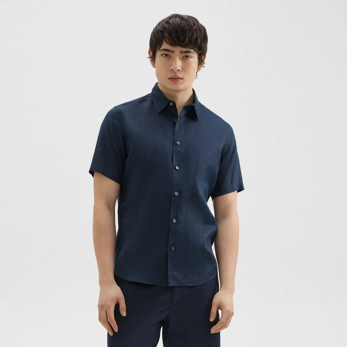 Irving Short-Sleeve Shirt in Relaxed Linen by Theory
