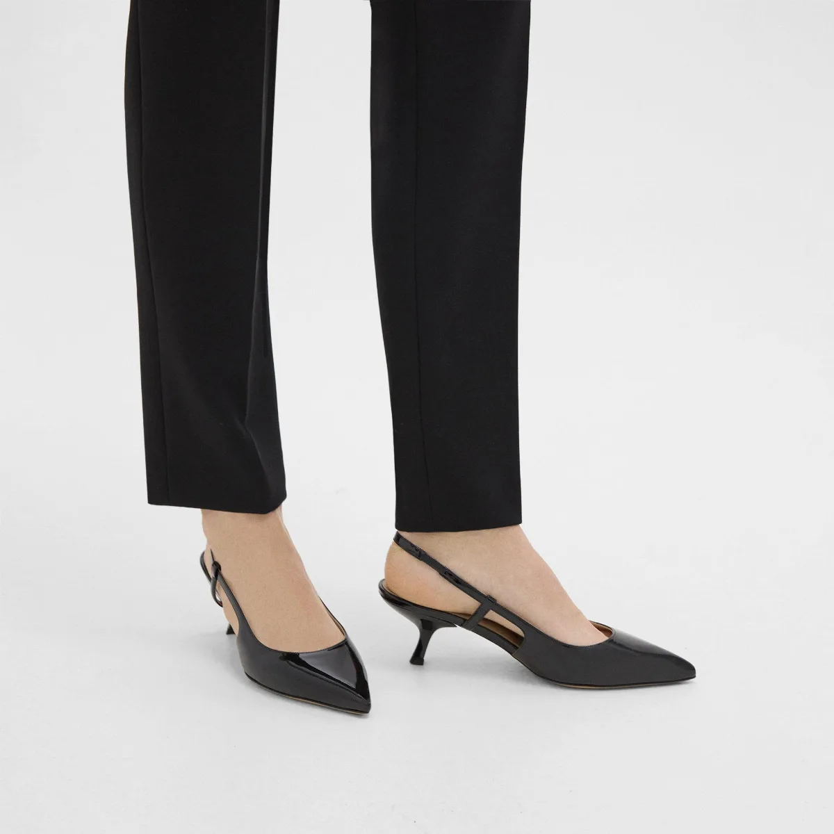 Micro Slingback Pump in Patent Leather by Theory