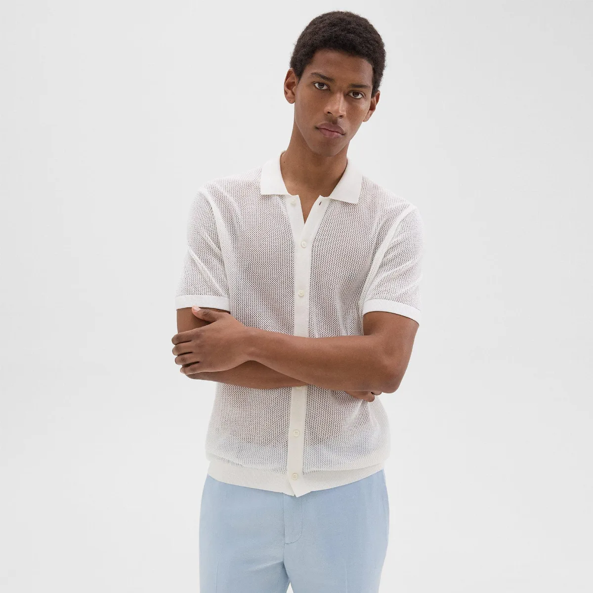 Cairn Short-Sleeve Shirt in Cotton by Theory