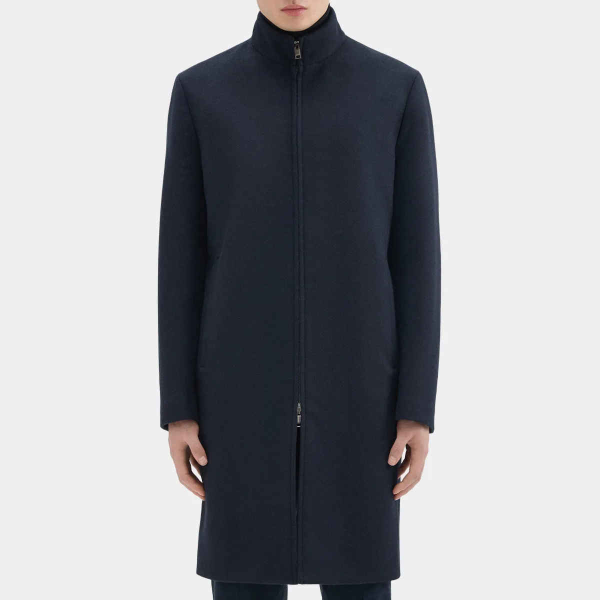 Stand Collar Coat in Recycled Wool-Blend Melton by Theory