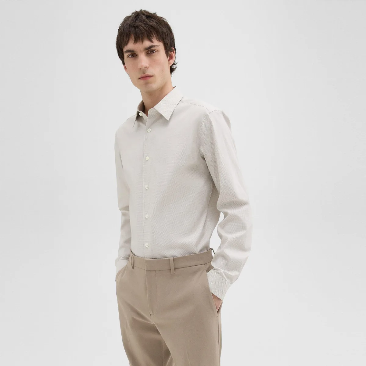 Sylvain Shirt in Checked Poplin by Theory