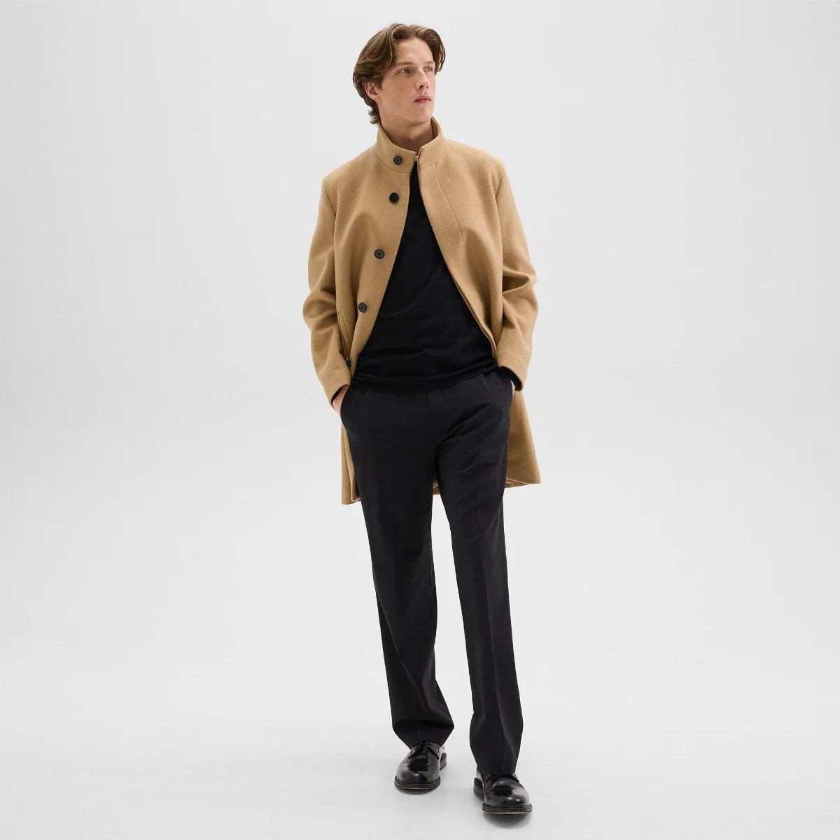 Belvin Coat in Recycled Wool-Blend Melton by Theory