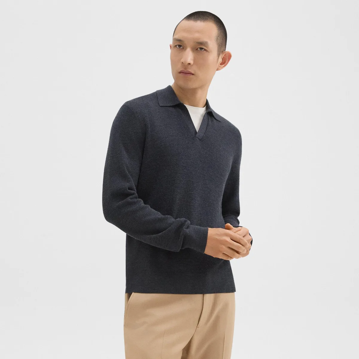 Johnny Collar Sweater in Merino Wool by Theory
