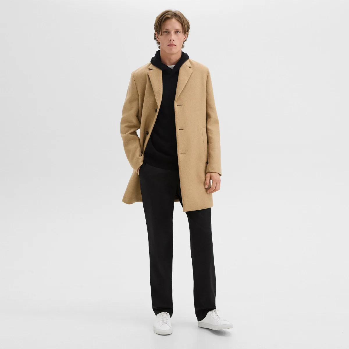 3-Button Topcoat in Recycled Wool-Blend Melton by Theory