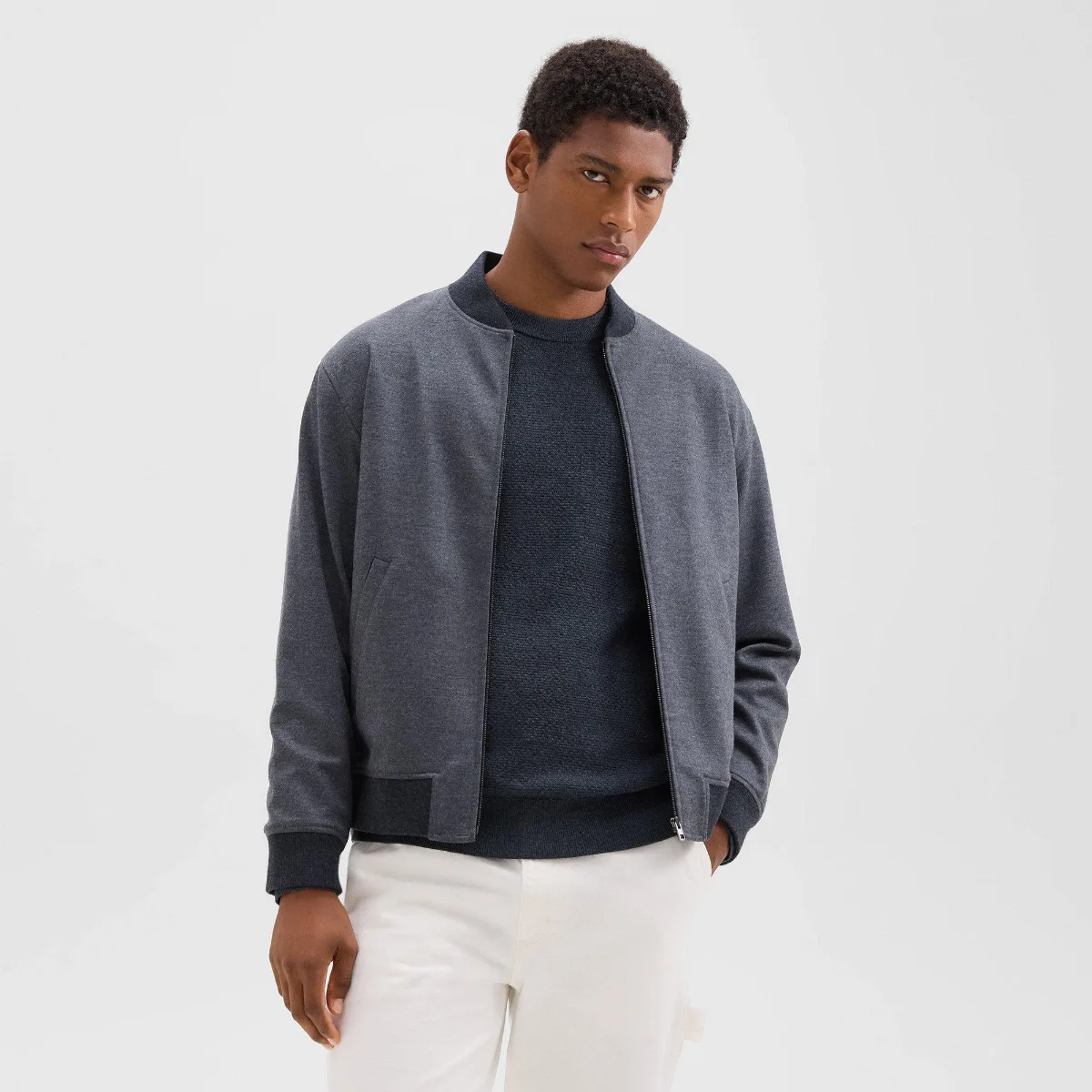 Bomber Jacket in Wool-Blend Knit by Theory